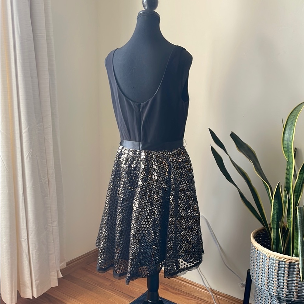 Black and Gold Sequin Dress with Ribbon - Picture 6 of 10